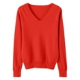 thumbnail image 2 of GiLiling Girls Sweaters Lightweight Cute V Neck Soft Knit Pullovers Teens Casual Loose Spring Long Sleeve Tops for Kids Girls (Red, 6-7 Years), 2 of 8