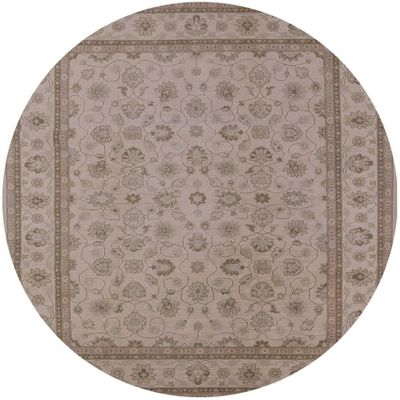 Ahgly Company Indoor Round Mid-Century Modern Dark Almond Brown Oriental Area Rugs, 3' Round