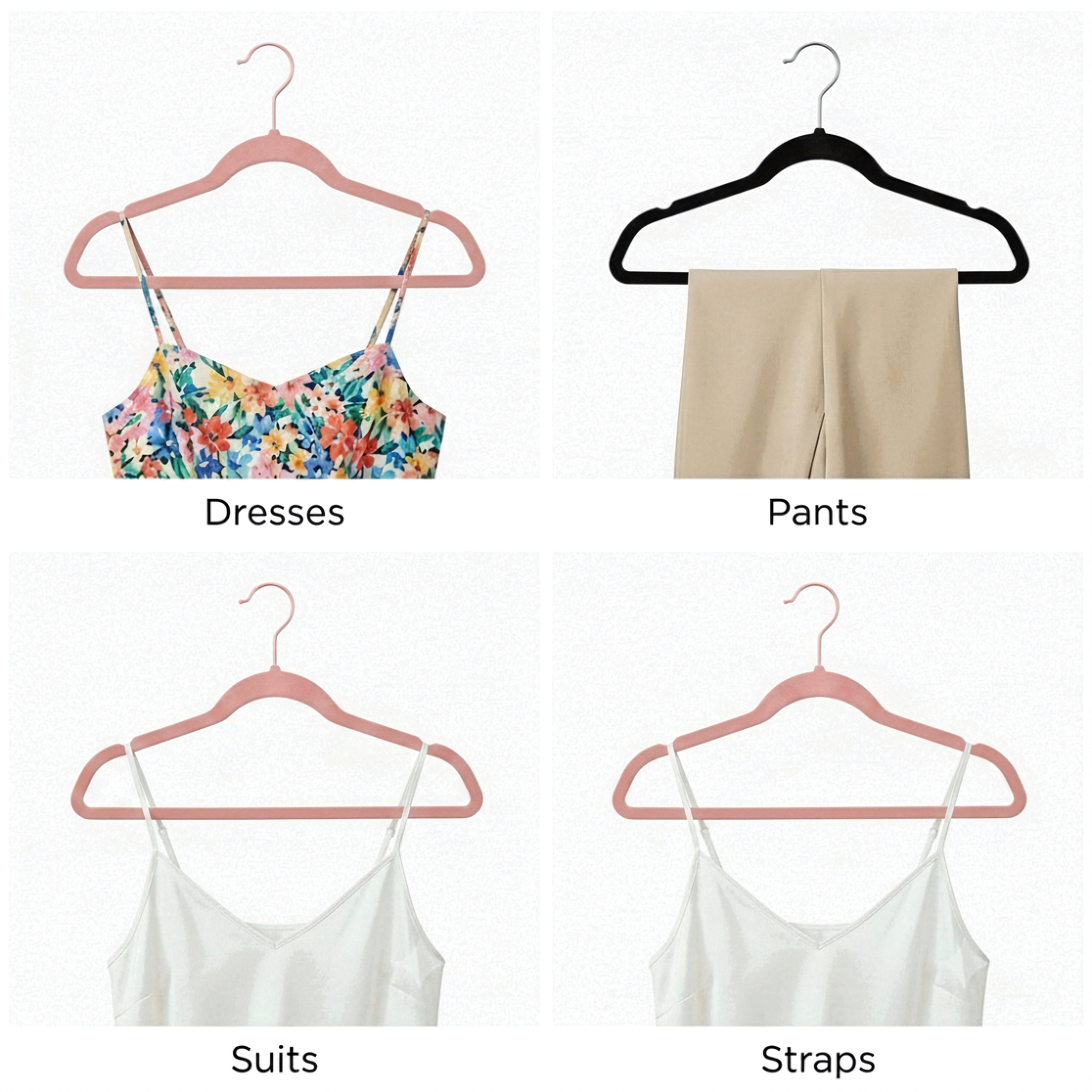 Hanger Central 50 Pack Space Saving Pink Velvet Non-Slip Hangers with Swivel Hook