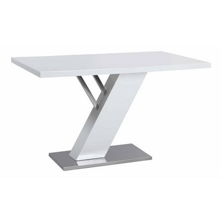 Maklaine 51.2" Steel and Wood Y-Shaped Pedestal Dining Table in Gloss White