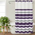 thumbnail image 3 of Purple Grey Striped No Hook Shower Curtain Waterproof,Bathroom Curtains with Snap in Liners and See Through Top Window,Modern White Abstract Art Aesthetics Hotel Bathtub Curtains Shower 54"Wx78"L, 3 of 8