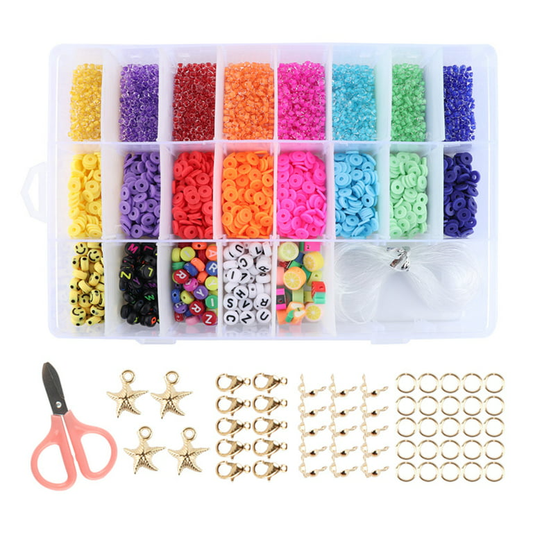 Feildoo Bead Bracelet Making Kit Rainbow Beads Girl'S Braided Hair Beads  Ideal Gift,24 Grid 3Mm Rice Beads Letter Beads A Set 