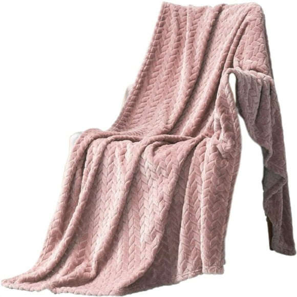 HJQEQVD Minky Blankets Large Flannel Throw Blanket Jacquard Weave Leaves Pattern Blanket for Office 127*178 cm