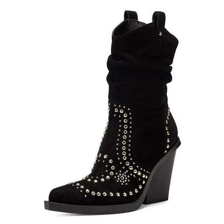 

Jessica Simpson Cowboy Larna Black Studded Pull On Pointed Toe Western Boots (Black 5.5)