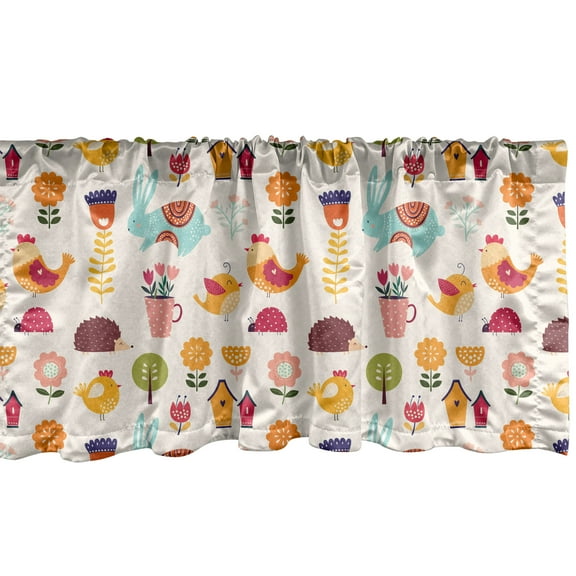 Ambesonne Colorful Window Valance, Woodland Animals, 54" X 12", Multicolor