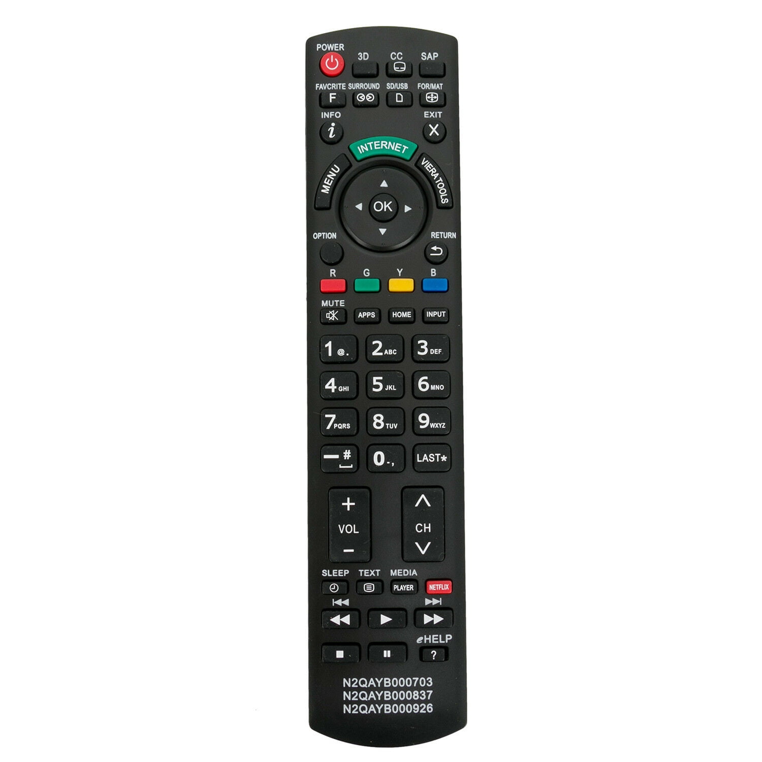 New Replace N2QAYB000926 TV Remote for Panasonic TC-39AS530U TC-40AS520U