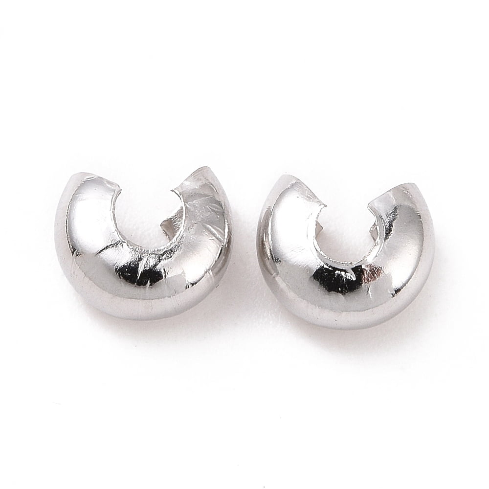 2000pcs Iron Crimp Beads Covers Nickel Free Platinum 5mm In Diameter Hole: 1.5~1.8mm Iron