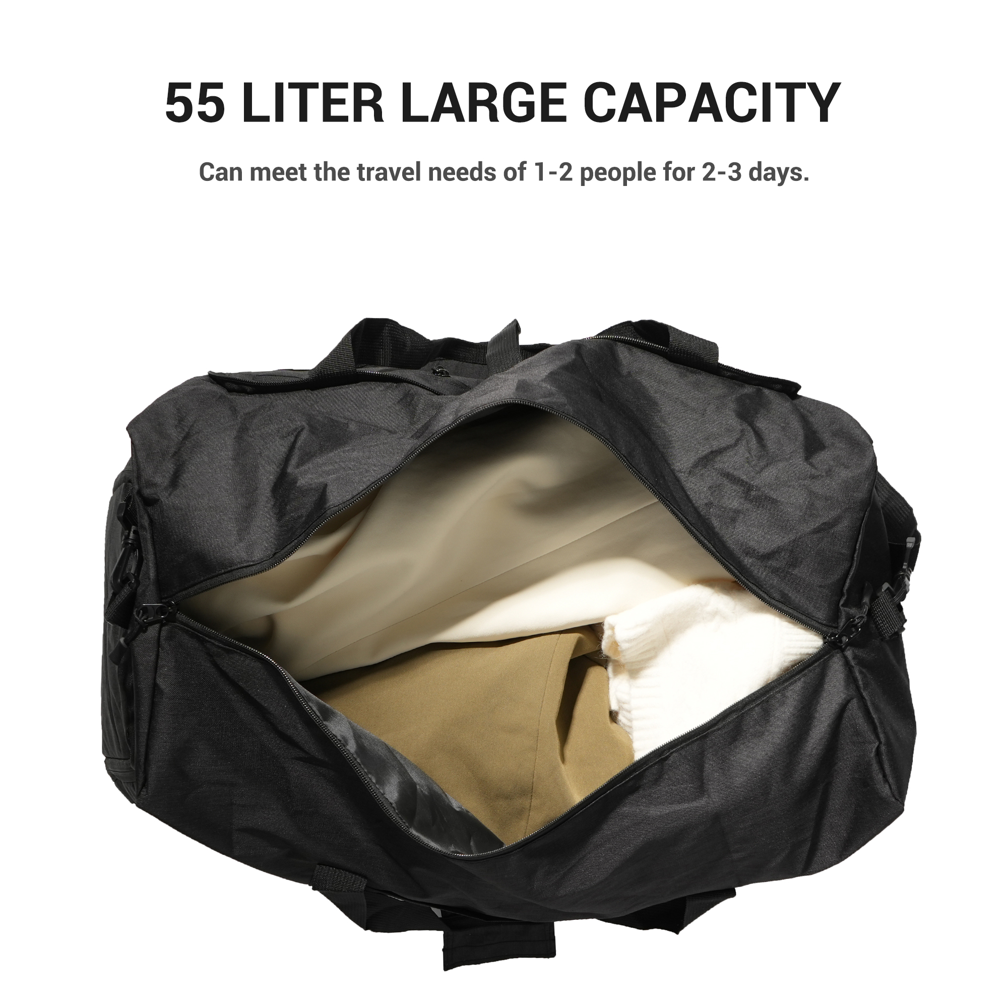 Travelhouse 50L Foldable Travel Duffle Bag with Shoe Compartment photo 2