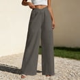 thumbnail image 4 of JUSLIO Pants for Women Linen Elastic Waist with Pockets Fashion Casual Comfort Waist Straight Pants, 4 of 6