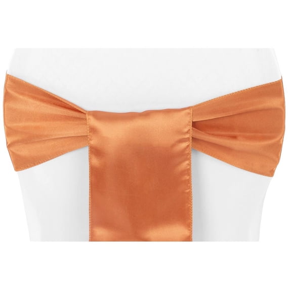 10 Pcs, Standard Satin 6" W X 108" L Chair Sash - Burnt Orange For Wedding & Event Decor