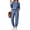 Blue, variant on Womens Pajama Set Two Piece Color Block Long Sleeve Top and Long Pants Ladies Fall Matching Oufits Casual Loungewear