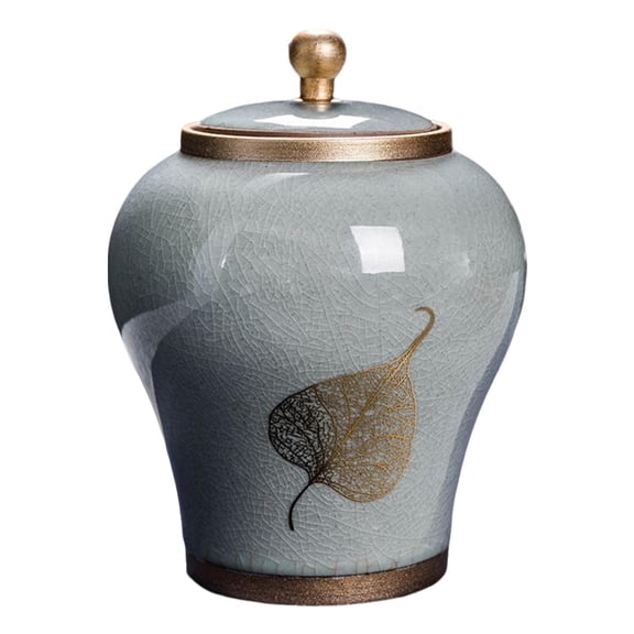 Fiocias Ceramic Ginger Jar Temple Jar Decorative Vase Can Household Food Storage Jar for Gray