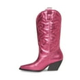 thumbnail image 3 of Steve Madden West Pink Metallic Pull On Pointed Toe Block Heel Western Boots (Pink Metallic, 8), 3 of 9