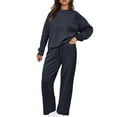 thumbnail image 6 of 2 Piece Sets for Women Casual Outfits Long Sleeve Sweatshirt Wide Leg Sweatpant Sweatsuit Loungewear Set Tracksuit Dark Gray M, 6 of 6