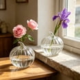 thumbnail image 4 of Hovilon Glass Pumpkin Vase for Flowers, Decorative Hydroponic Pumpkin Flower Vase in Clear Green Orange, Thick Glass Centerpiece for Fall Thanksgiving Halloween, Compact Tabletop Home Decor Gift, 4 of 6