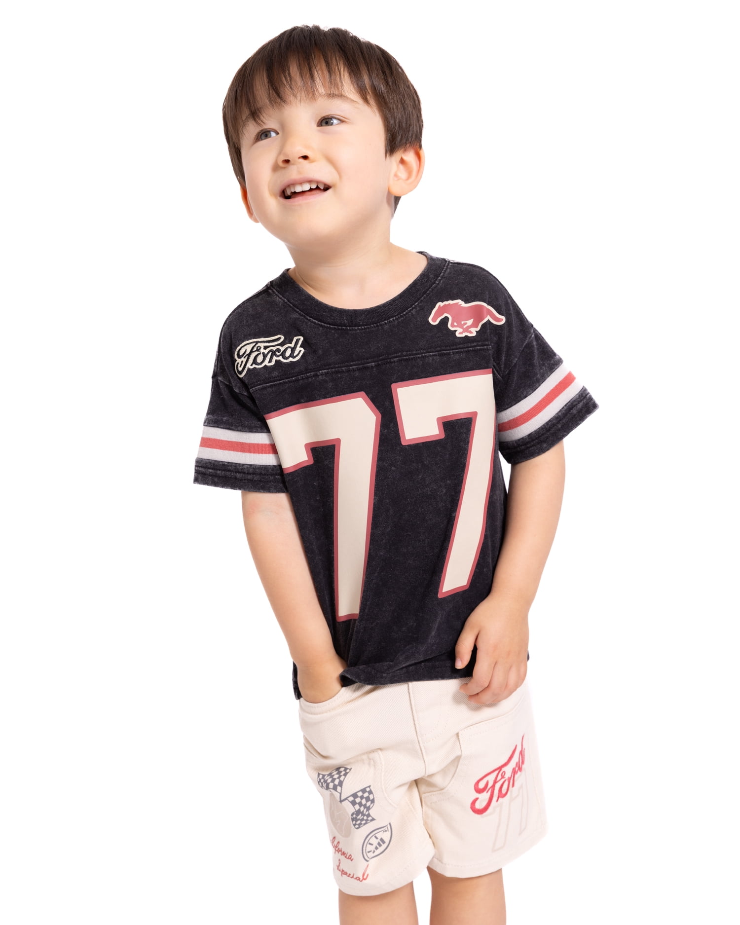 Ford Mustang Toddler Boys Washed Graphic Tee with Short Sleeves, Sizes 12M-5T