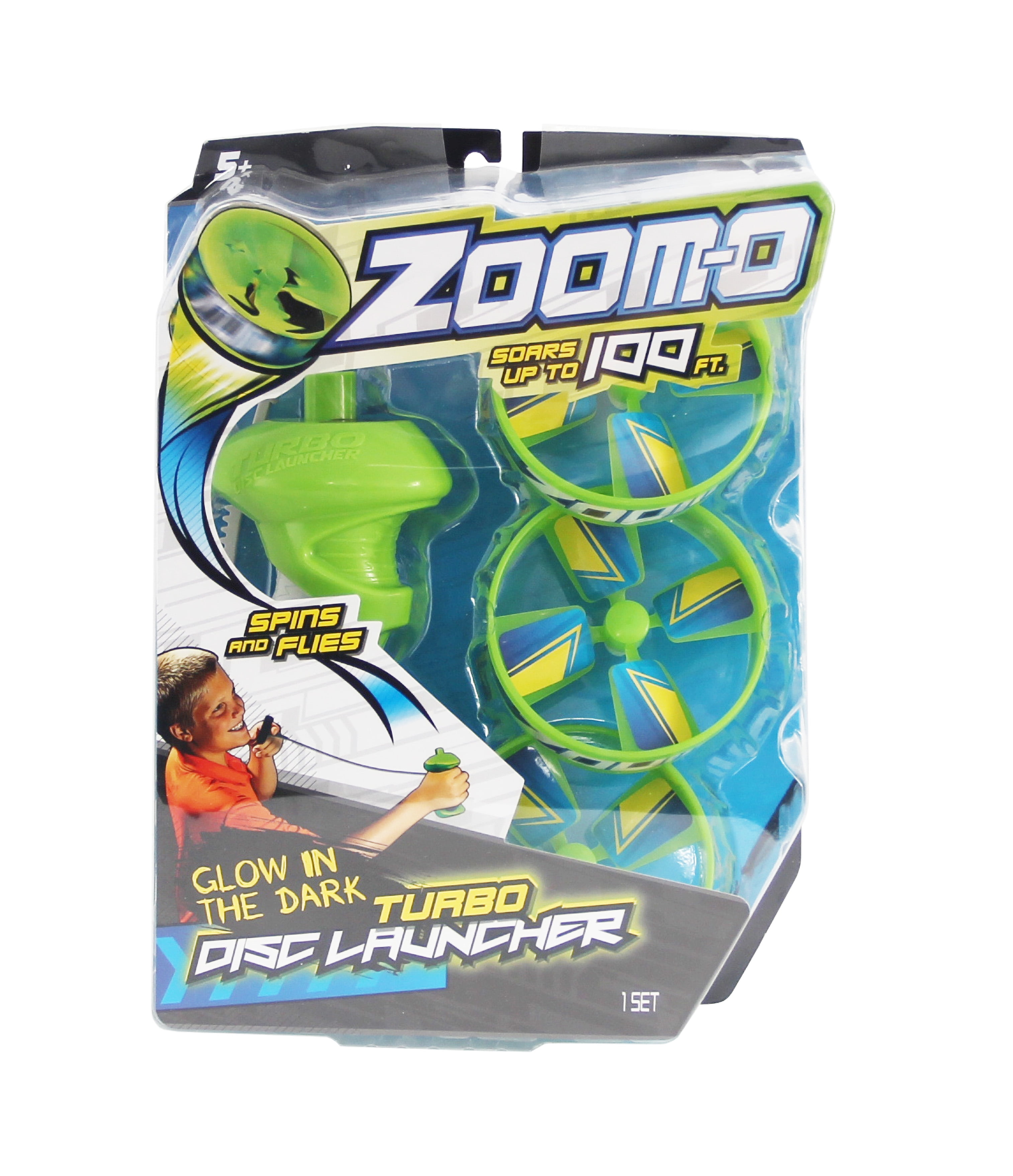 Zoom-O HIGH FLYING  Turbo Disc Launcher Glow in the Dark