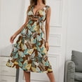 thumbnail image 5 of Sundresses for Women Casual Summer - Women's Summer Floral Maxi Dress Wrap V Neck Sleeveless A Line Tie Front Sexy Cutout Backless Flowy Swing Boho Dress, 5 of 7