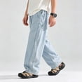 thumbnail image 6 of UACY Boys Baggy Jeans Teen Y2K Casual Straight Wide Leg Denim Pants Vintage Preppy Loose Elastic Waist Fit (Light Blue, 13-14 Years), 6 of 7