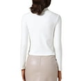 thumbnail image 3 of INSPIRE CHIC Women's Turtleneck Knit Top Asymmetric Slim Fit Basic Thermal Shirts L White, 3 of 6