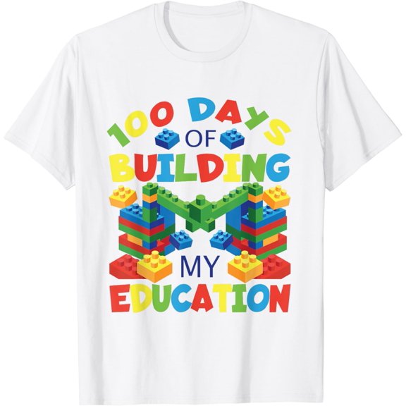 Simple Fit 100 Days Of Building My Education - Construction Block T-Shirt