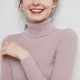 thumbnail image 2 of UJNDER Women's Fashion Long Sleeve Turtleneck Solid Color Sweater Sheep Loose Knit Pullover Top Light Purple S, 2 of 4