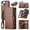 Brown, variant on for iPhone 14 PU Leather Detachable Magnetic Wallet Case, Zipper Pocket Card Slots Multifunctional Rugged Full Body Protection Wrist Strap Magnetic Buckle for iPhone 14 - Brown