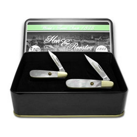 Mother Of Pearl Knife Scales HEN & ROOSTER AND Grandfather Granddaughter Set Genuine Mother of Pearl 1/500 Barlow Pocket Knives ()