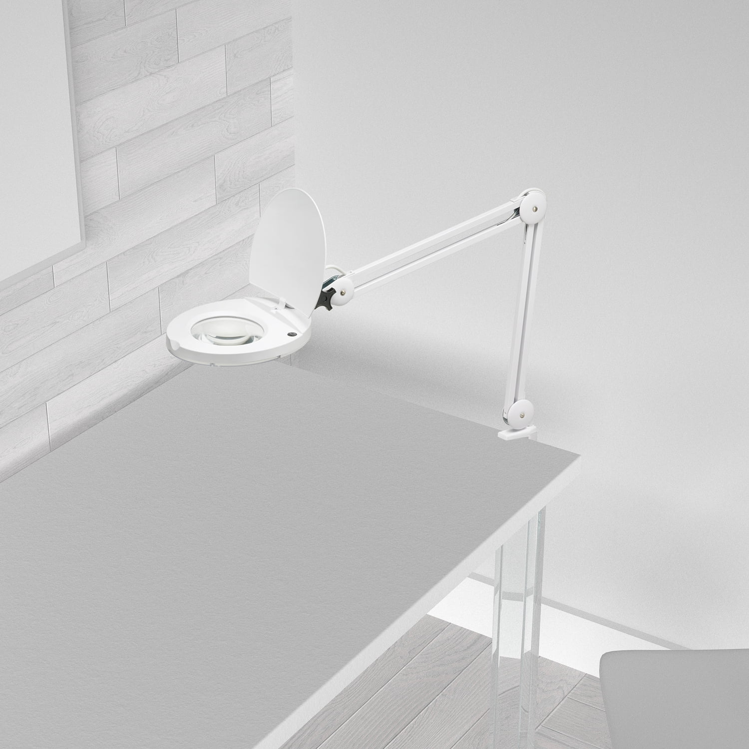 Dainolite - 47 Inch 8W 1 LED Magnifier Lamp with A Bracket-White Finish