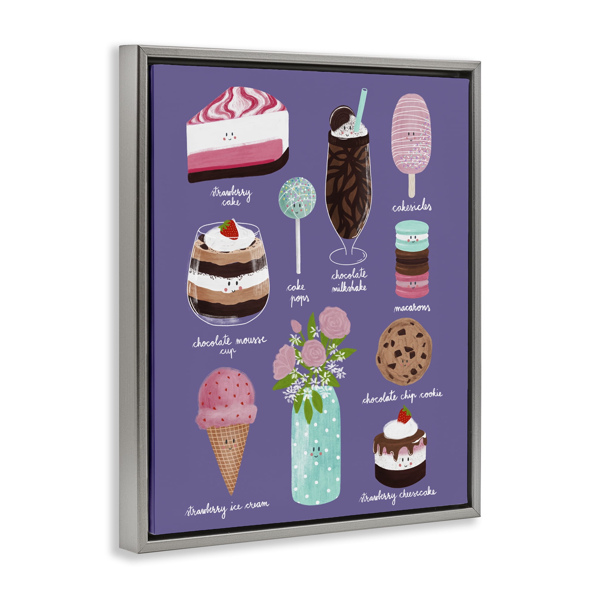 Stupell Industries Decadent Desserts & Flowers Gray Framed Floater Canvas Wall Art, design by Metka Hiti