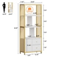 thumbnail image 5 of Bookshelf and Bookcase with Storage Cabinet and 2 Drawers, White and Gold Bookshelf, Standing 5 Tiers Book Shelves Display Rack with Doors for Bedroom Living Room Office, White&Gold, 5 of 5