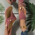 thumbnail image 4 of USSUMA Women Sandals Women's Spring and Summer New Big Size Clip-toe Beach Flower Hollow-out Wedges Fashion Casual Slippers All-Day Sightseeing Sandals Gift Savings, 4 of 7