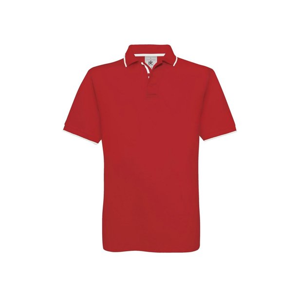 B&C - Polo de manga corta Modelo Safran para caballero/hombre 100% algodón - Verano/ Vacaciones (Rojo/Blanco)