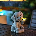 thumbnail image 1 of Fiudx Adorno de Perro de Resina, Luz Solar para Patio, Diseño de Cachorro y Mariposa, Resistente a La Intemperie, Decoración para Jardín Exterior, Fácil de Instalar, Iluminación Brillante y Segura, 1, 1 of 6
