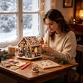 thumbnail image 5 of Christmas House Shaped DIY Diamond Art Hanging Ornament, VVQ Handmade Xmas Candy House Kit with Wooden Base Rhinestones for Decor, 5 of 7