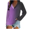 thumbnail image 1 of KIHOUT - Blusas casuales para mujer, liquidación 2024, moda clásica, color degradado, cuello en V, blusas holgadas básicas de otoño, blusas tipo túnica de manga larga, 1 of 4