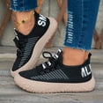 thumbnail image 2 of YLYL Womens Stripe Knit Sneakers Lace up Breathable Mesh Thick Sole Walking Shoes for Casual Wear, 2 of 9