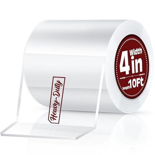 Tekola 4In x 10Ft Double Sided Tape Heavy Duty, Clear Removable Nano Tape, Multipurpose Mounting Tape for Home and Office