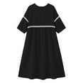 thumbnail image 4 of Ygbgbb Women V‑Neck Hollow Lace Trim Maxi Dress, Three‑Quarter Sleeve Empire‑Waist Loose Flowy Dress for Summer Beach and Resort‑Style Outfits Black L, 4 of 7