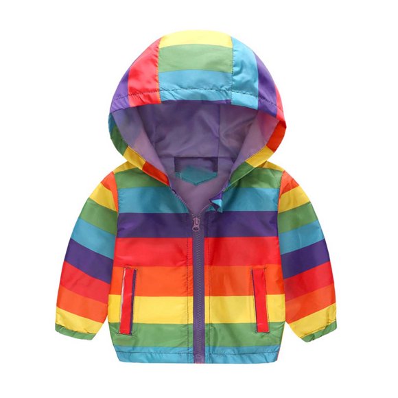 Toddler Boys Girls Cartoon Print Zip Jacket Hooded Trench Lightweight Kids Coats Windbreaker Outdoor Cute Dust Coats