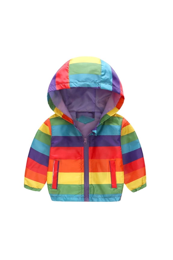 Toddler Boys Girls Storm Jacket Cute Cartoon Pattern Windproof Waterproof Hooded Zipper Coat