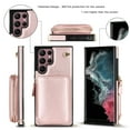 thumbnail image 6 of Dteck Crossbody Zipper Wallet Case for Samsung Galaxy S23 Ultra,Shockproof PU Leather Credit Card Slot Holder Strap Shoulder Chain Flip PU Purse Kickstand Phone Cover for Women Girls,Rosegold, 6 of 10