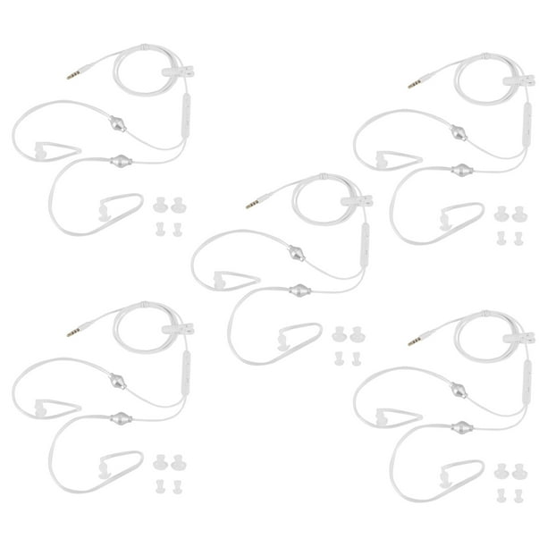 5 Piezas Auricular con Cable de Tubo de Aire Estereo de 3,5 mm Auriculares Biauriculares Antirradiacion Auriculares con Aislamiento de Ruido Microphone para Telefono Movil