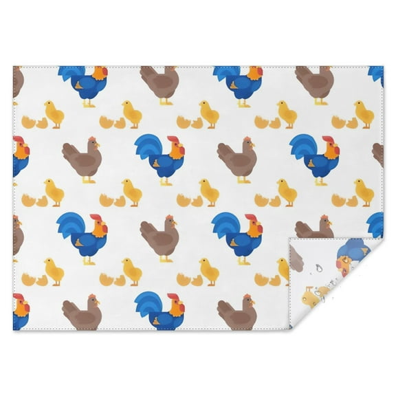 White Chicken Rooster Chick Pattern Rectangle Tablecloth 60"x84",Waterproof Polyester Rectangle Table Cloth, Wipeable Spillproof Polyester Tablecloth for Dining, Camping, Indoor and Outdoor