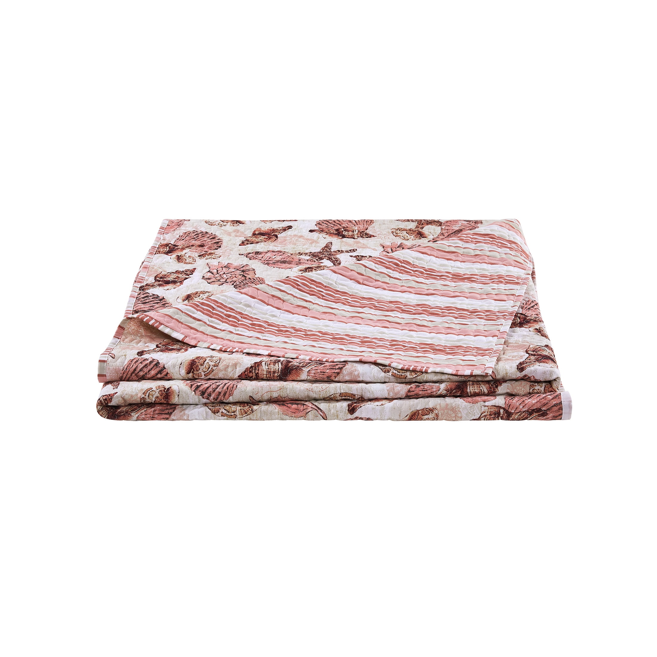 VCNY Home Shell Treasure 3-Piece Coral/Blush Sea Shell Reversible Quilt Set, King, Adult, Unisex