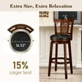 thumbnail image 3 of Wood Swivel Bar Stool Set of 4, Bar Height Kitchen Stool with Back, 30 inch Upholstered Pub Chair, Dark Brown, 3 of 10