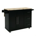thumbnail image 7 of Royard Oaktree Rolling Kitchen Island Cart with Drop Leaf, Spice Rack, Drawers, and Cabinet, Black, 7 of 7