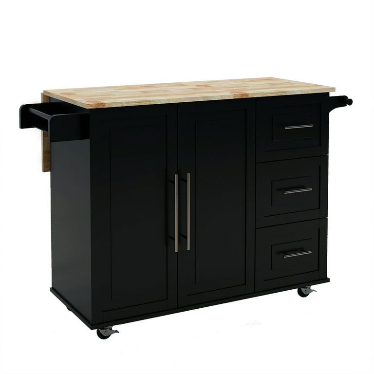 Kitchen Cupboard Table with Drawers and Cabinets, Wood Convertible