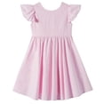 thumbnail image 2 of Abtuhar Girls Summer Short Sleeve Round Neck Dress Solid Color Bow Ruffle Sleeve Backless, 2 of 4