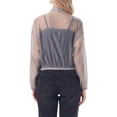 thumbnail image 3 of INSPIRE CHIC Sheer Bomber Jacket for Women's Zip Up Long Sleeve See Through Jackets S Grey, 3 of 6